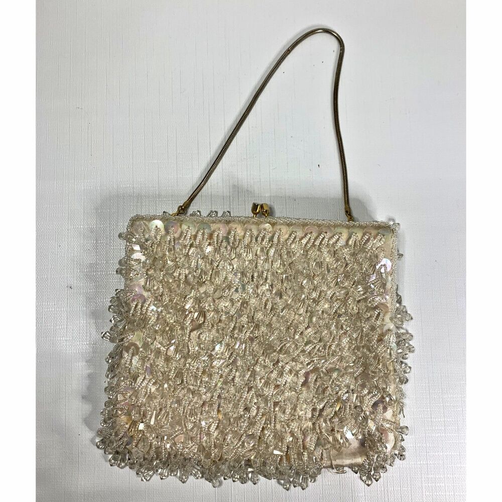 1950s Beaded Clutch Evening Bag Hong Kong Vintage Sequins Formal Cocktail - Picture 4 of 9